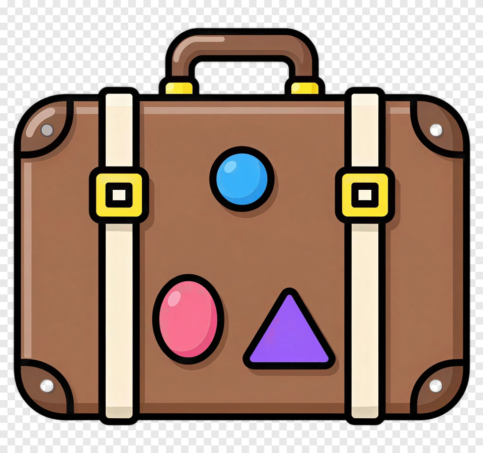 Vintage Suitcase With Colorful Stickers PNG