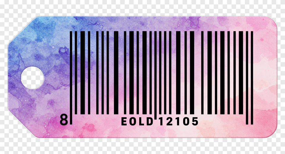 Watercolor Barcode Tag PNG